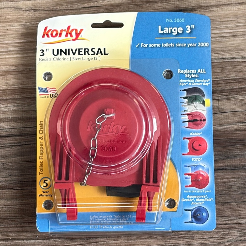 Korky 3060 Universal Toilet Flapper Replaces Most Large 3-Inch Flappers Rubber